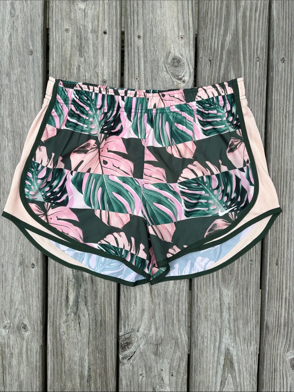 NIKE | Tropical Floral Pink Green Dri-FIT Tempo Running Track Shorts | Size M